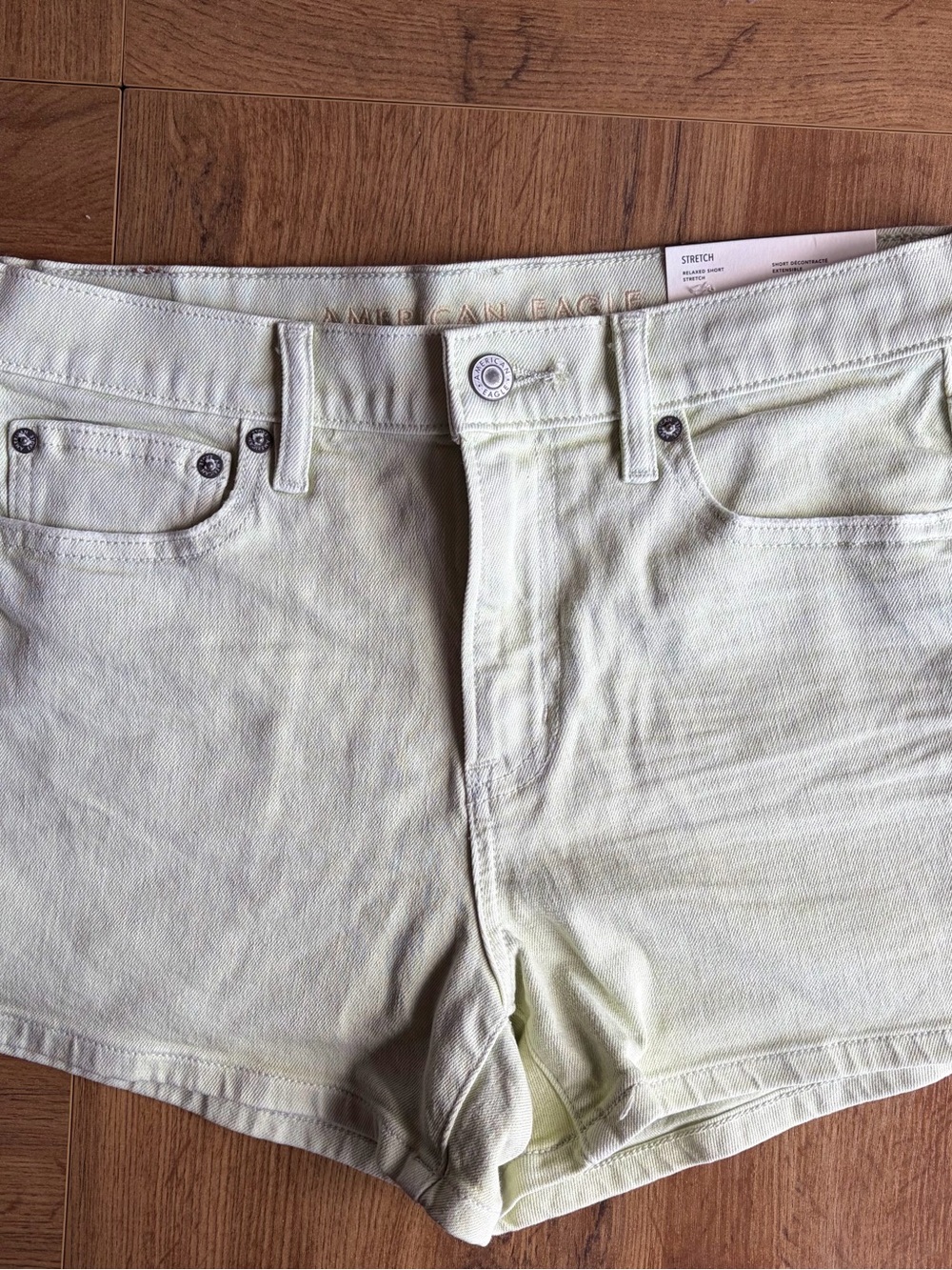 American Eagle Outfitters Light Lime Stretch Denim Shorts